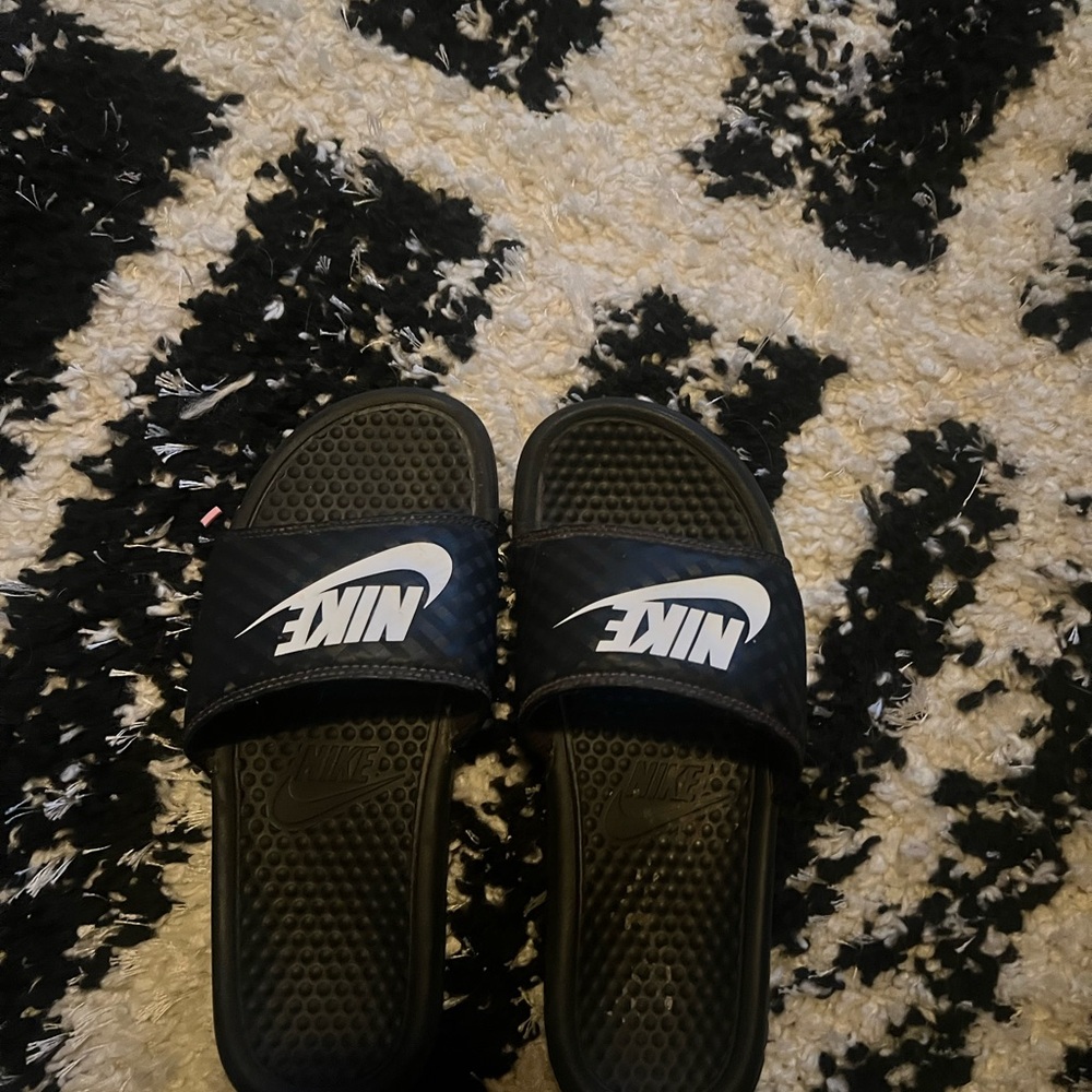 Nike Black and White Slide Sandals